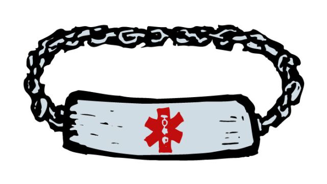 Medical alert bracelet with star of life symbol — start the new year by reviewing your medical ID and health safety checklist