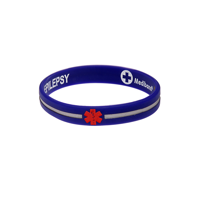 EPILEPSY Medical Alert Silicone Bracelets - 5 Pack Discreet Wristbands With Hidden Engraving, 8 Inch, Adult Size
