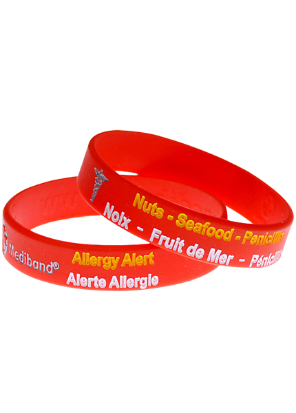 Silicone medical alert bracelet with colour-filled custom engraving