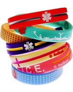 Bright reversible silicone medical alert bracelet bundle with custom engraving by Mediband.