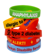 Bold alert medical ID bracelet by Mediband showing engraved silicone band in black for everyday wear.