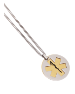 Stainless Steel Medical Alert Pendant — Brass Pivot