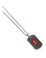 Stainless Steel Medical Alert Dog Tag — Obsidian Red