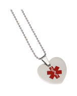 Mediband heart pendant medical alert necklace front view