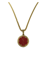 Gold Medical Alert Necklace — Round Pendant (Blank, Engravable)