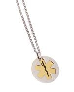 Stainless Steel Medical Alert Pendant — Brass Pivot (Blank, Engravable)