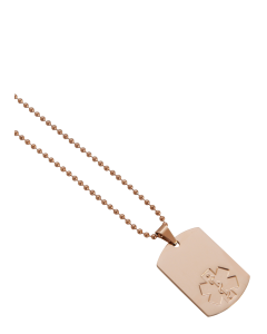 Rose gold engraved stainless steel medical alert dog tag necklace with Star of Life — Mediband
