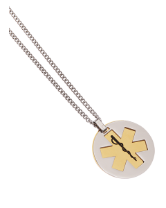 Stainless Steel Medical Alert Pendant — Brass Pivot