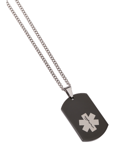 Stainless Steel Medical Alert Dog Tag — Onyx Black (Blank, Engravable)