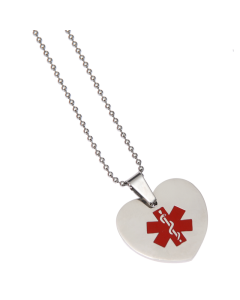 Mediband heart pendant medical alert necklace front view