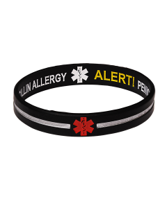 Penicillin Allergy - Black Cross Reversible Designer Medical Bracelet