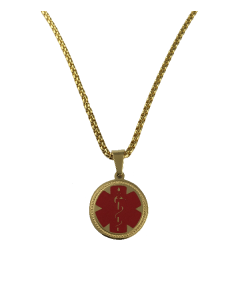 Gold Medical Alert Necklace — Round Pendant (Blank, Engravable)