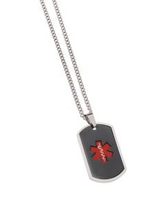 Stainless Steel Medical Alert Dog Tag — Obsidian Red (Blank, Engravable)