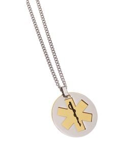 Stainless Steel Medical Alert Pendant — Brass Pivot (Blank, Engravable)