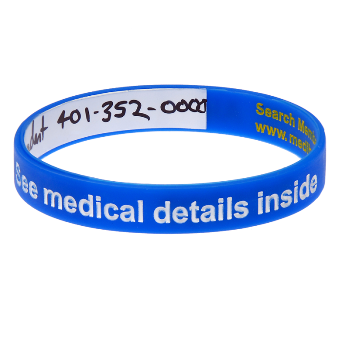 Blue Reversible Write On Medical Bracelet
