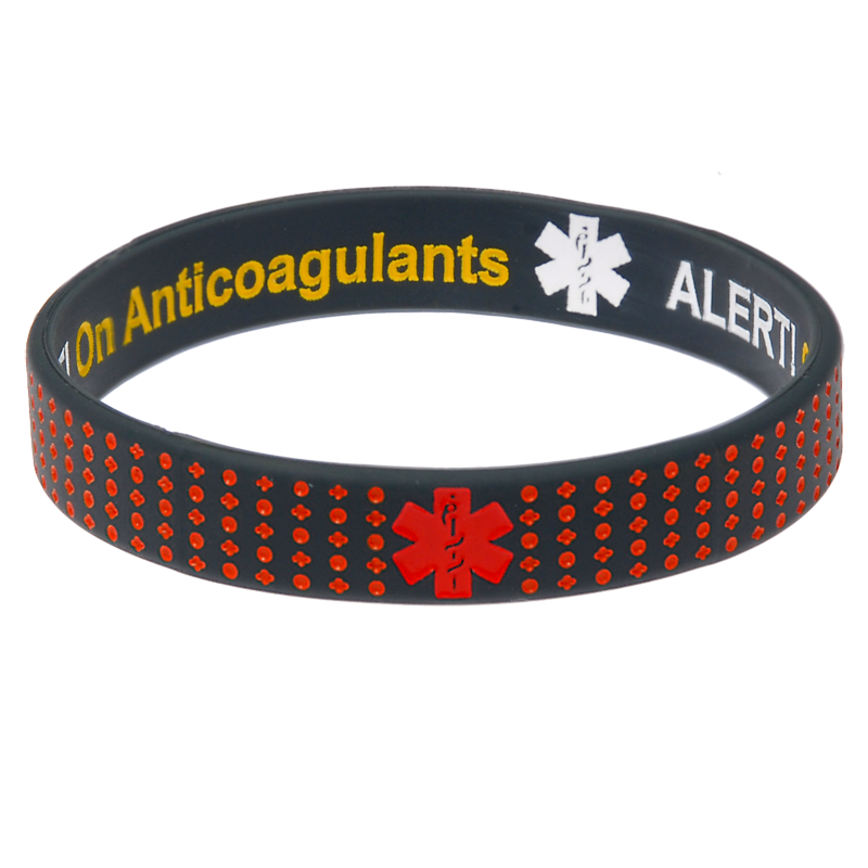 Anticoagulant alert medical ID bracelet — engraved blood thinner medical alert bracelet from Mediband