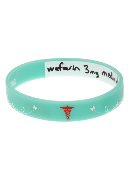Butterfly reversible write-on kids medical ID bracelet