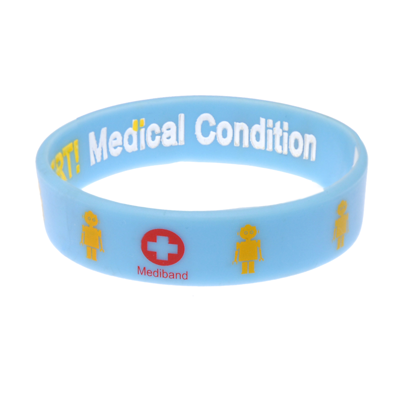 Robot reversible write-on kids medical ID bracelet