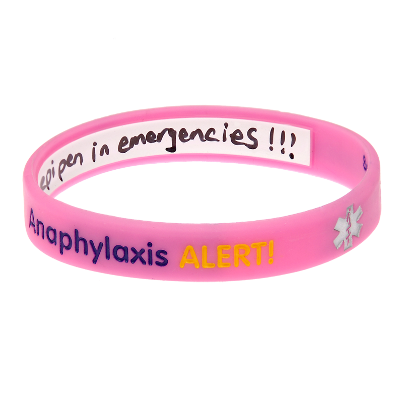 Anaphylaxis Alert Write-On Bracelet Pink