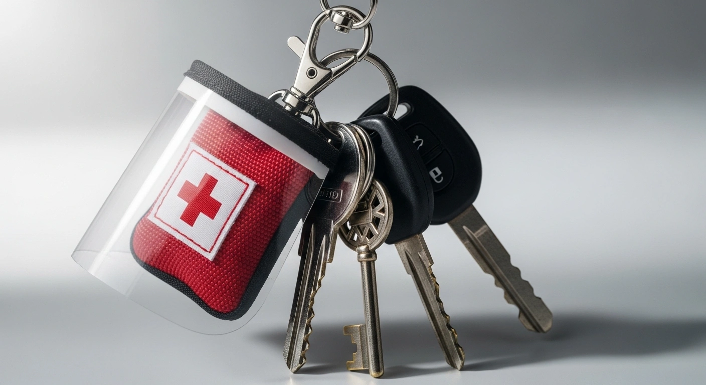 CPR face shield keyring on keys