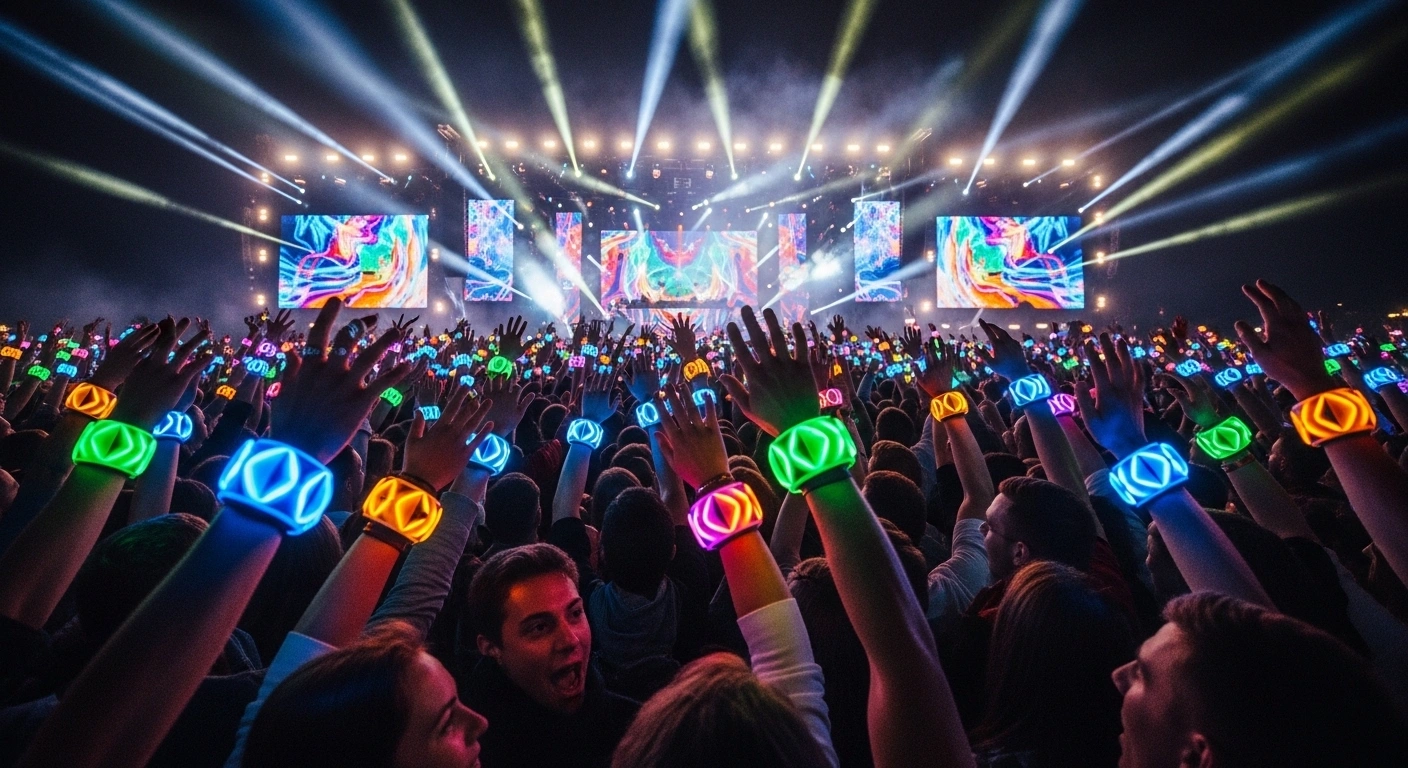 Concert crowd at night — wear an epilepsy medical ID at events with flashing lights