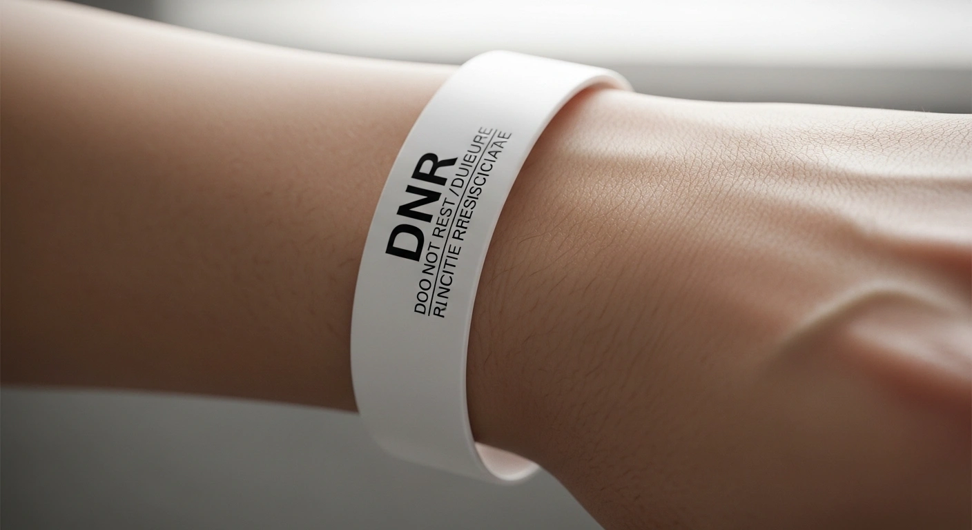DNR medical bracelet on wrist