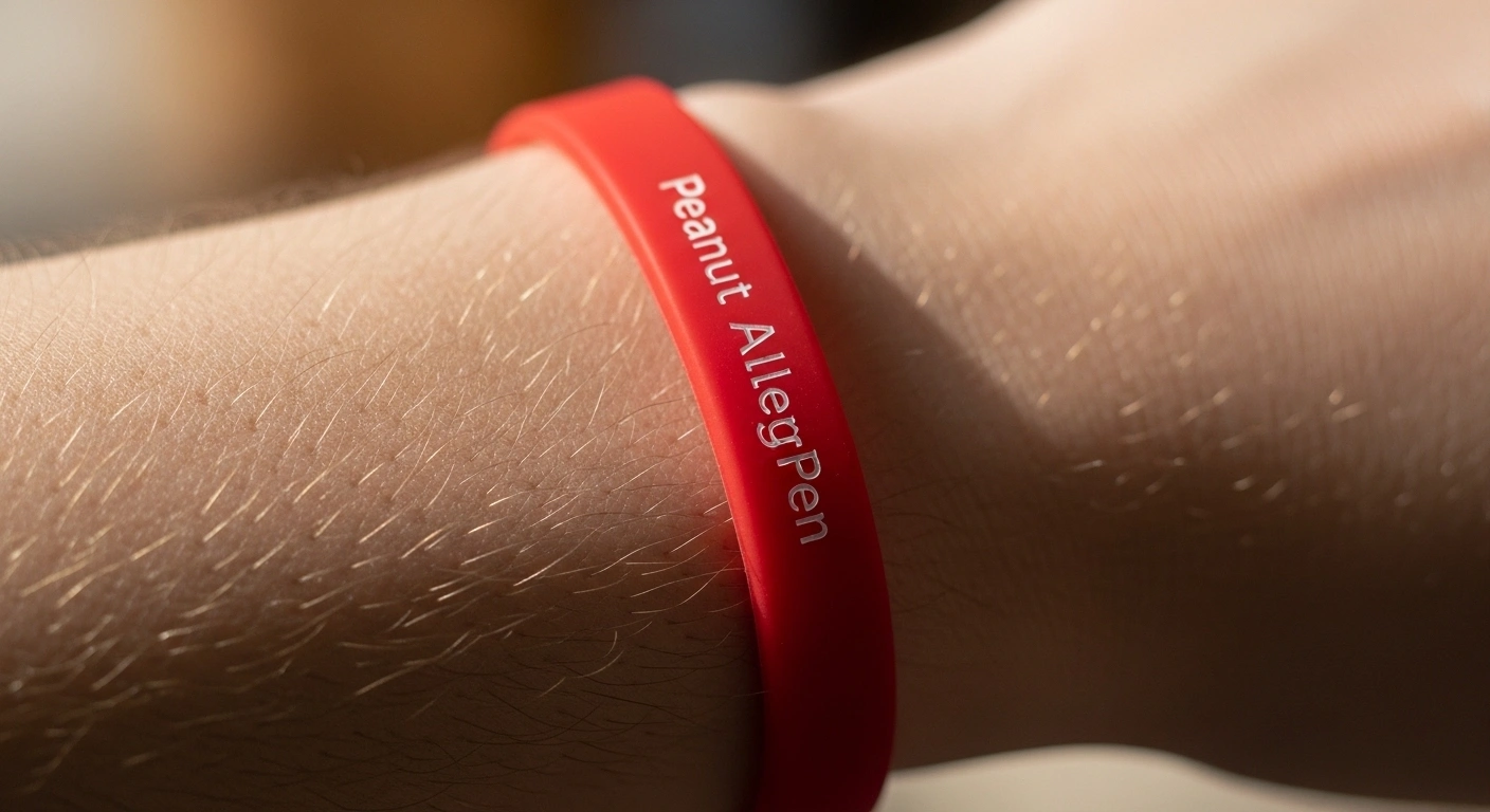allergy medical alert bracelet with engraved emergency details