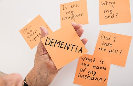 Caregiver supporting elderly person with Alzheimer's disease and dementia