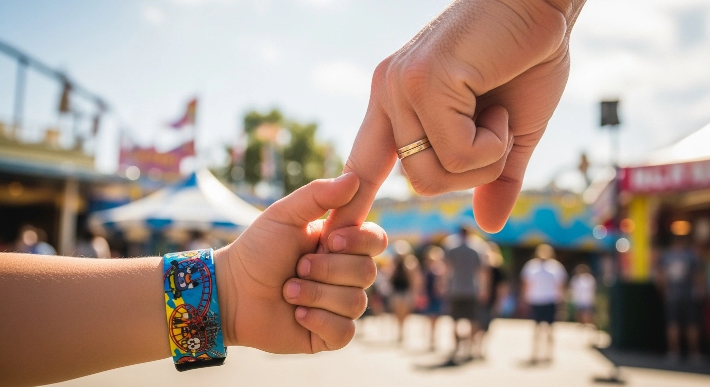 Child happily wearing a colourful medical alert wristband — making medical ID fun for kids