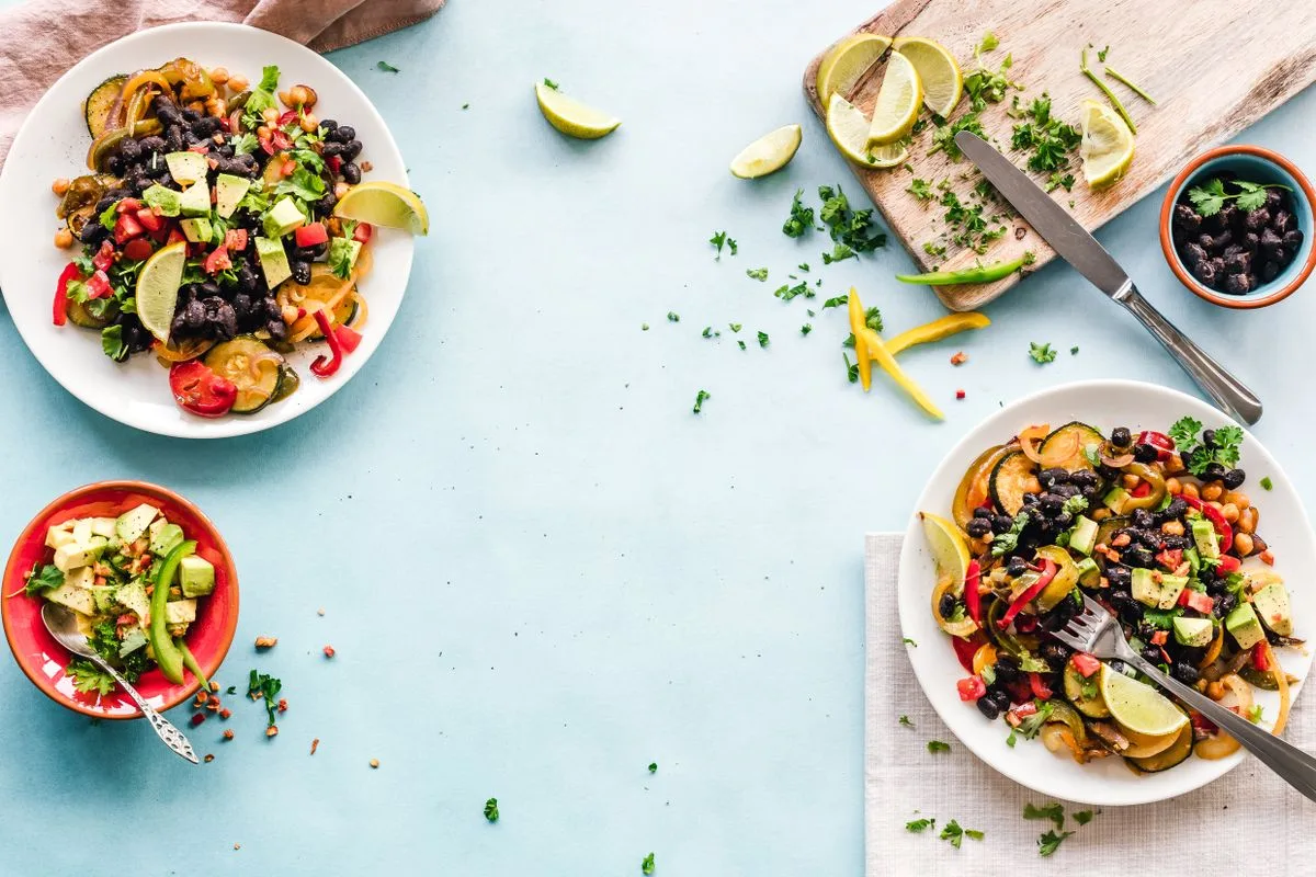 Colourful selection of fresh vegetables and healthy ingredients