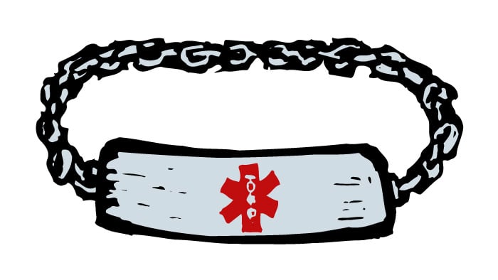Medical alert bracelet with star of life symbol — essential safety tool for people living with a chronic condition in Australia