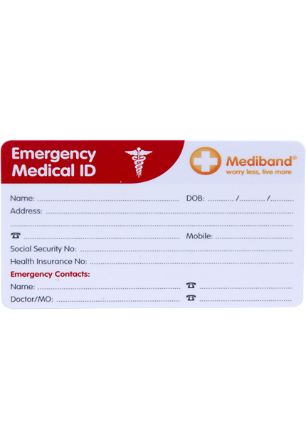 Emergency Information Medical Wallet Card 