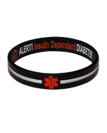 Diabetes Insulin Dependent - Black Stripe Reversible Medical Bracelet