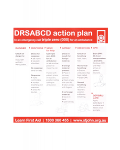 DRSABCD Resuscitation Action Plan Label