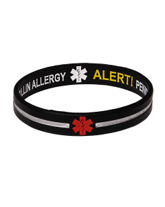 Penicillin Allergy - Black Cross Reversible Designer Medical Bracelet