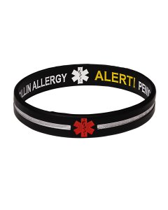 Penicillin Allergy - Black Cross Reversible Designer Medical Bracelet