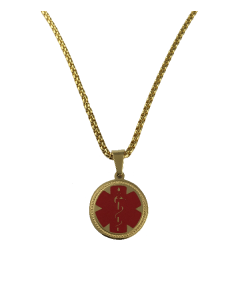 Stainless Steel Gold Round Pendant Necklace