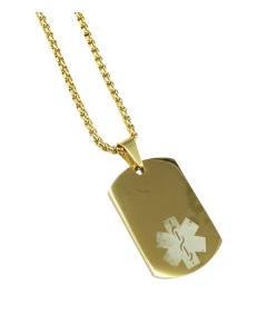 Patina gold stainless steel dog tag