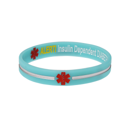 AllerMates MEDIMATES Diabetes Medical Alert Bracelet - Red, Latex-Free, For Insulin/Medication