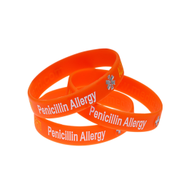 Penicillin Allergy 3 Pack Silicone Wristband Medical Alert ID Bracelet Mediband