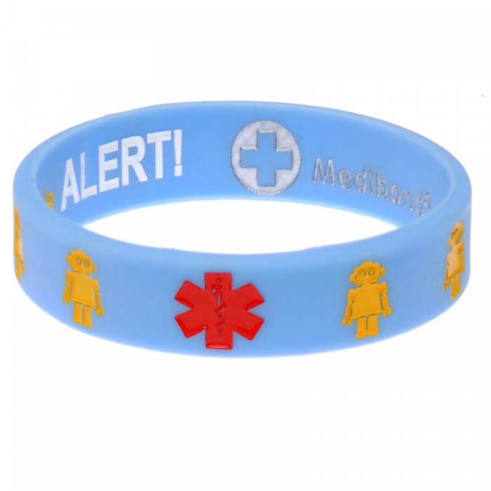 Designer Anaphylaxis Turquoise Stripe Medical ID Bracelet