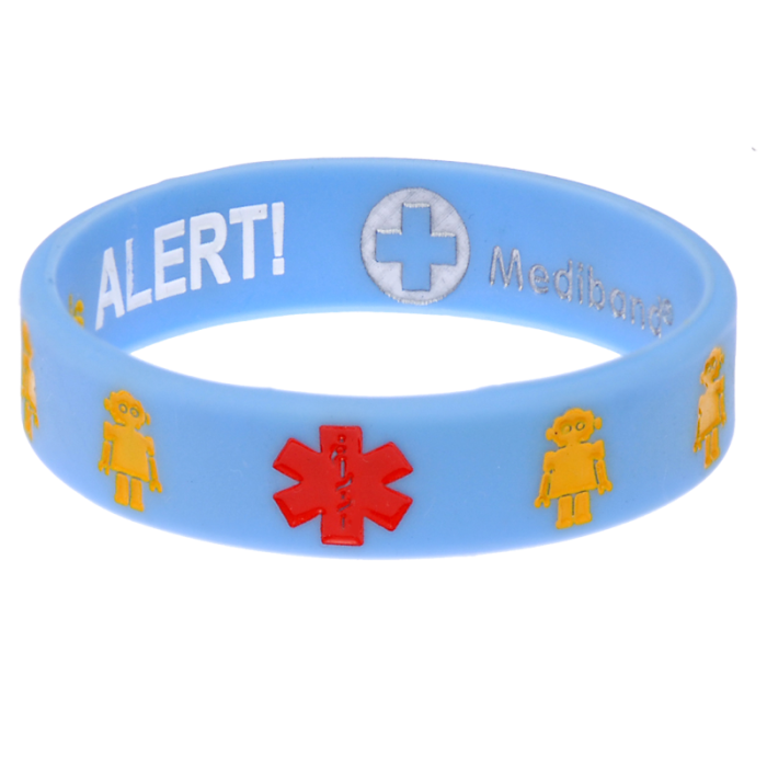 Designer Anaphylaxis Turquoise Stripe Medical ID Bracelet