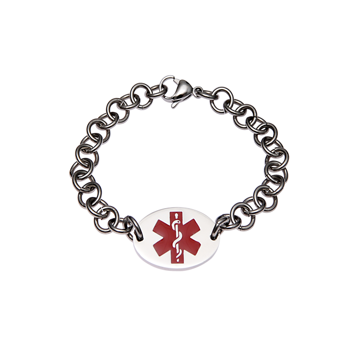 Stainless Steel Oval Bracelet Medical ID Identification Alert Jewellery ...