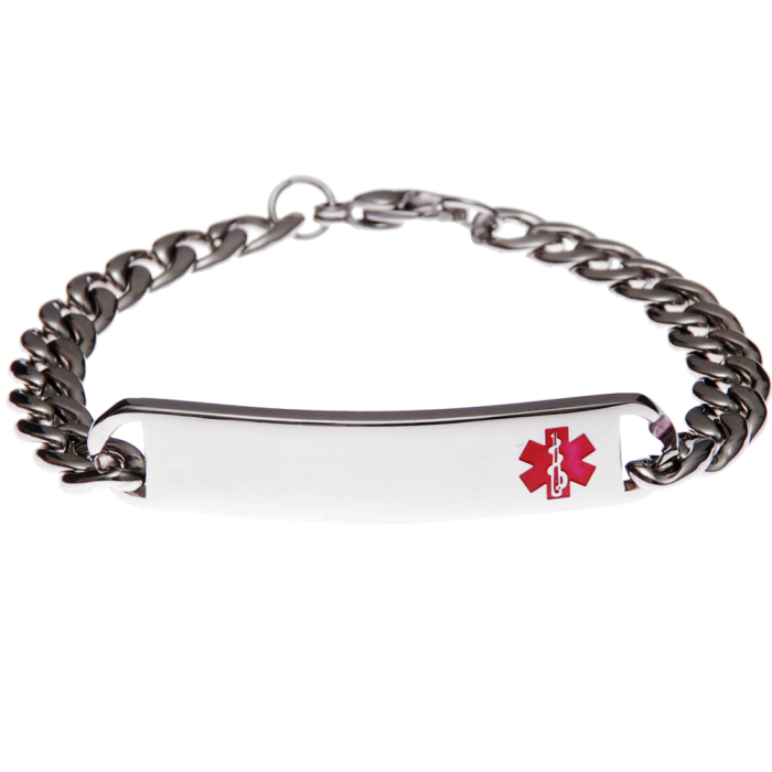 Stainless Steel Slim Red Bracelet Medical ID Alert Jewellery by Mediband