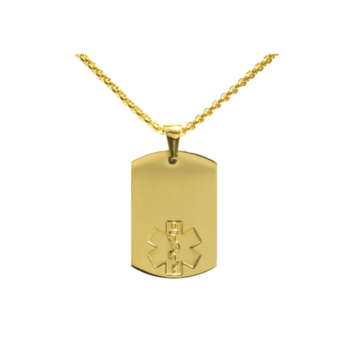 Gold medical outlet alert dog tags