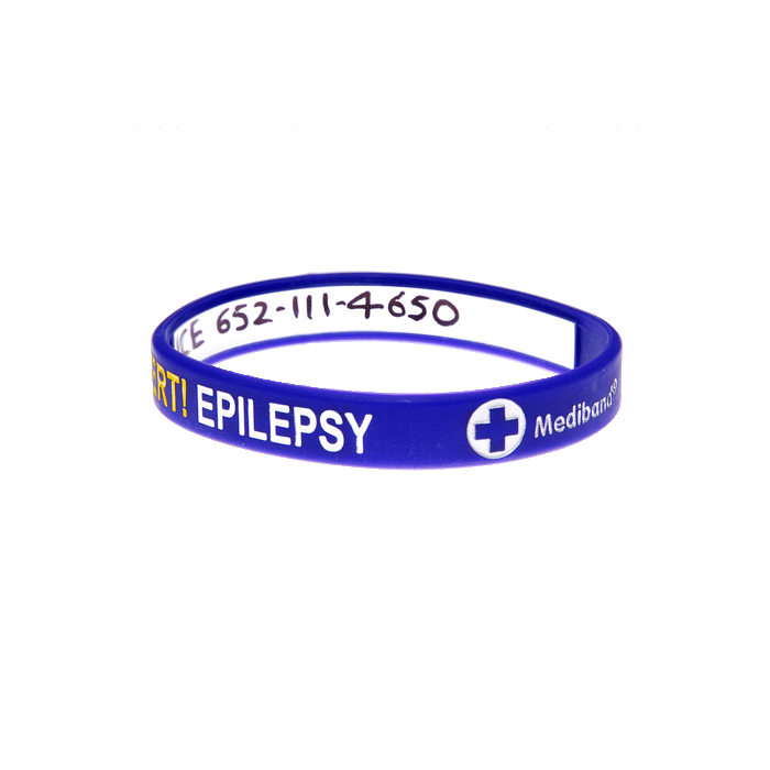 Epilepsy Alert Reversible Write On Purple Silicone Wristband Medical Alert ID Bracelet by Mediband