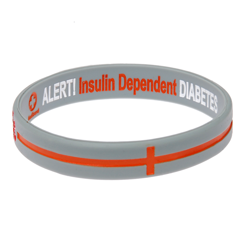 Diabetes Insulin Dependent - Silver Stripe Reversible Medical Bracelet