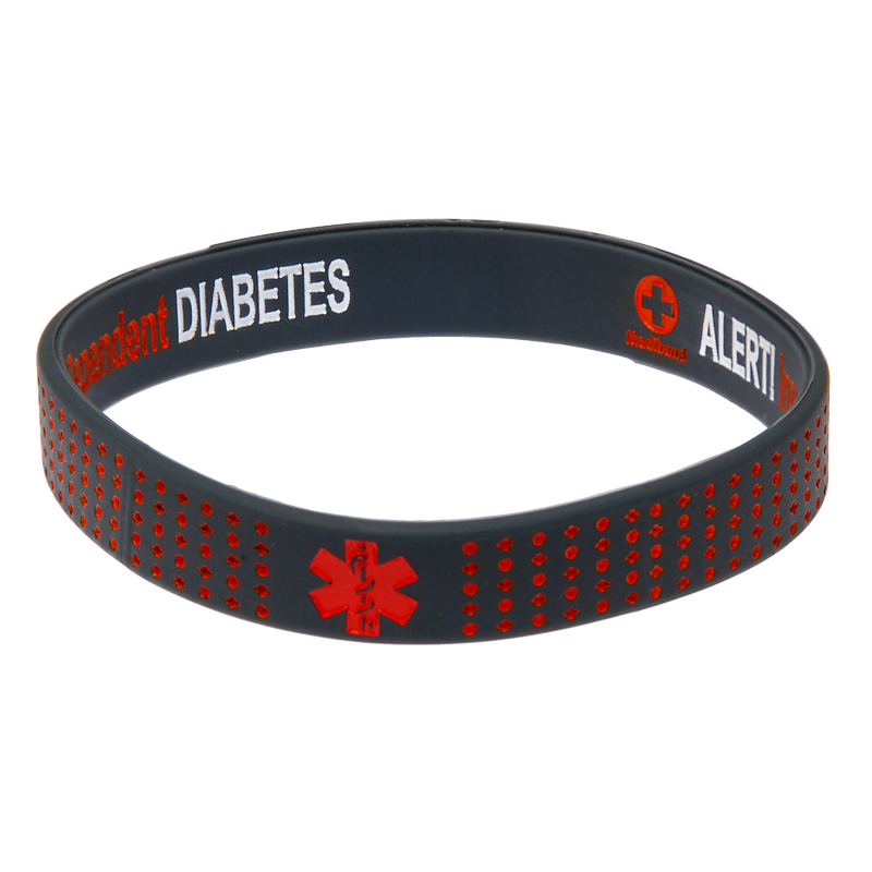 Diabetes Insulin Dependent Red Dots Reversible Medical Bracelet