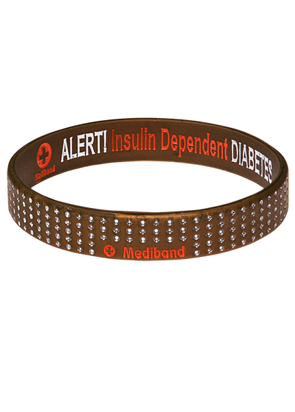 Diabetes Insulin Dependent - Gold Dot Reversible Medical ID Bracelet