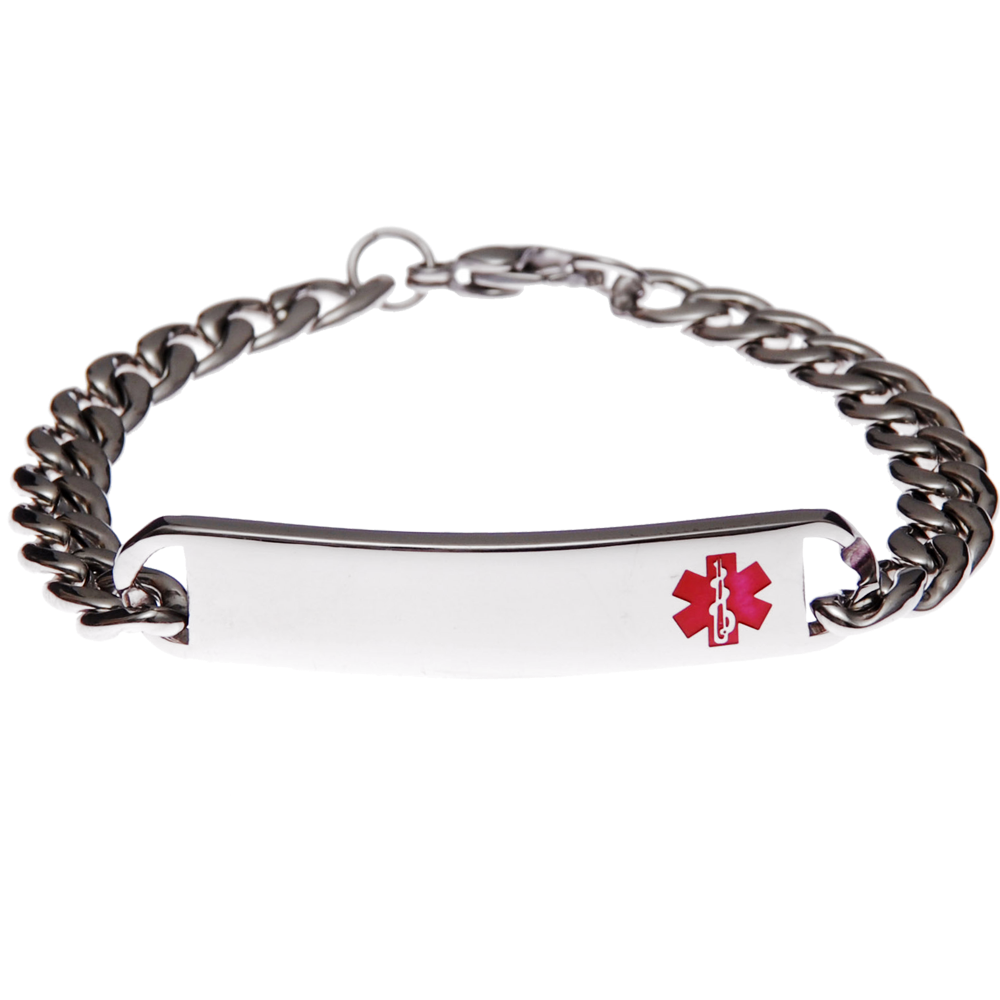 Stainless Steel Slim Red Medical Alert Bracelet